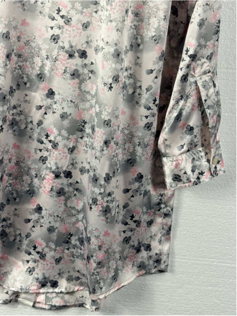 Victoria's Secret Gray Pink Satin Floral Sleep Shirt size M - Picture 6 of 8